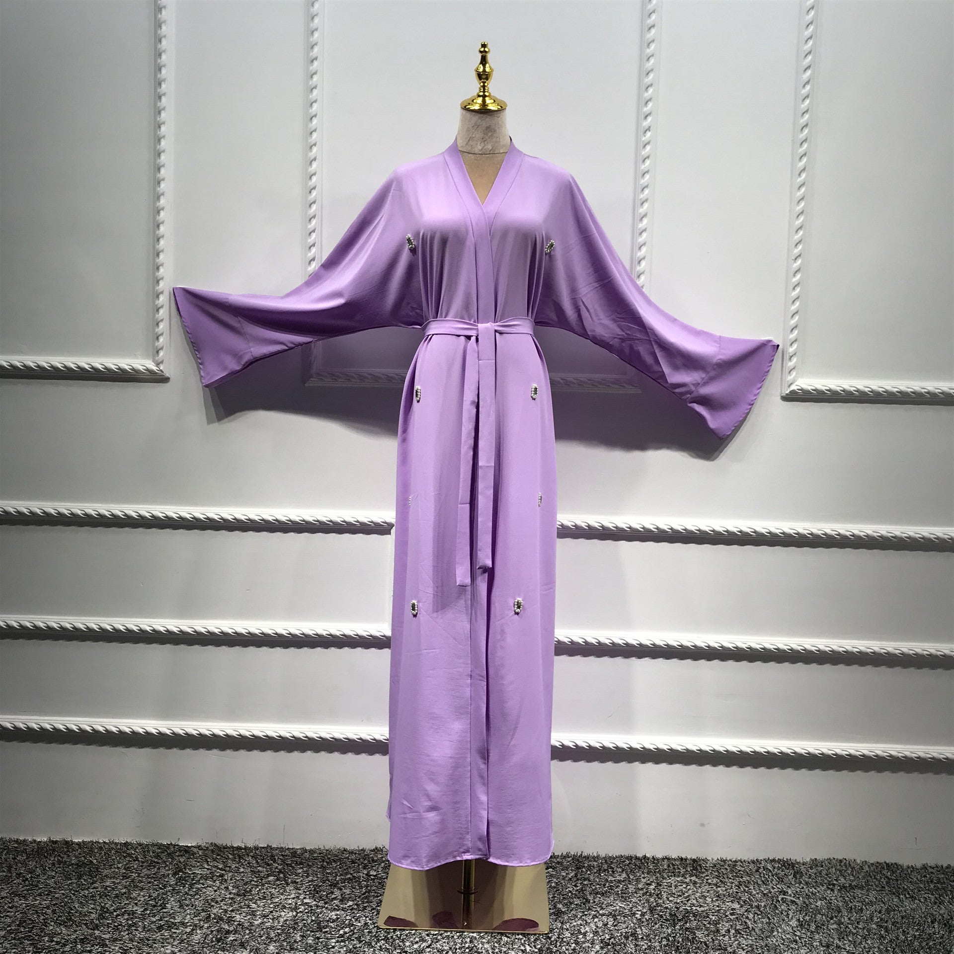 Lr290 Beaded Flower Long Gown