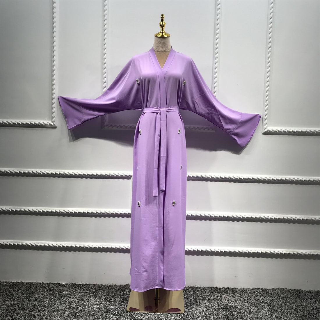Lr290 Beaded Flower Long Gown