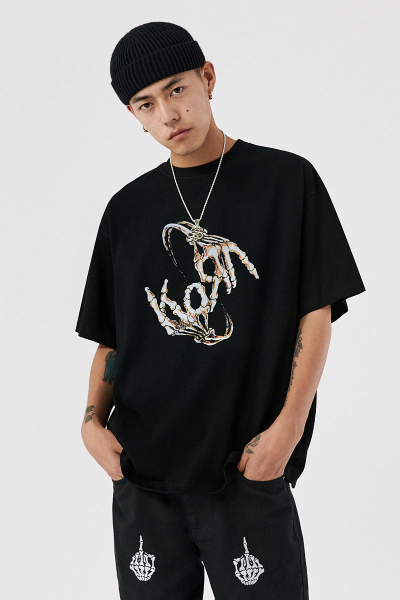 Hand-printed Loose Couple New Short-sleeved T-shirt Men And Women Trend