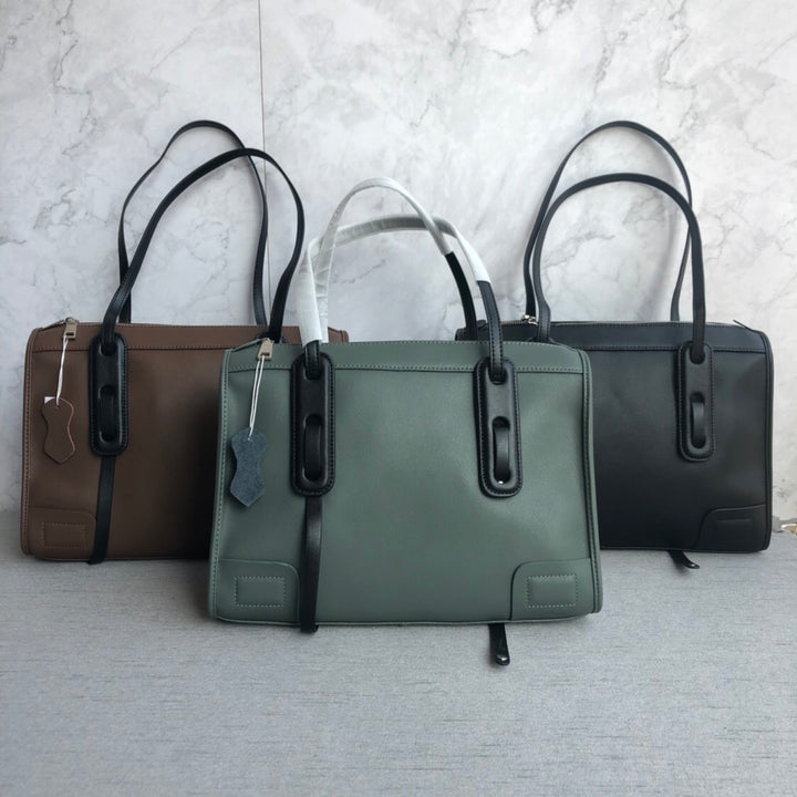 Solid Color Large Capacity Tote Bag Leather Shoulder Bag