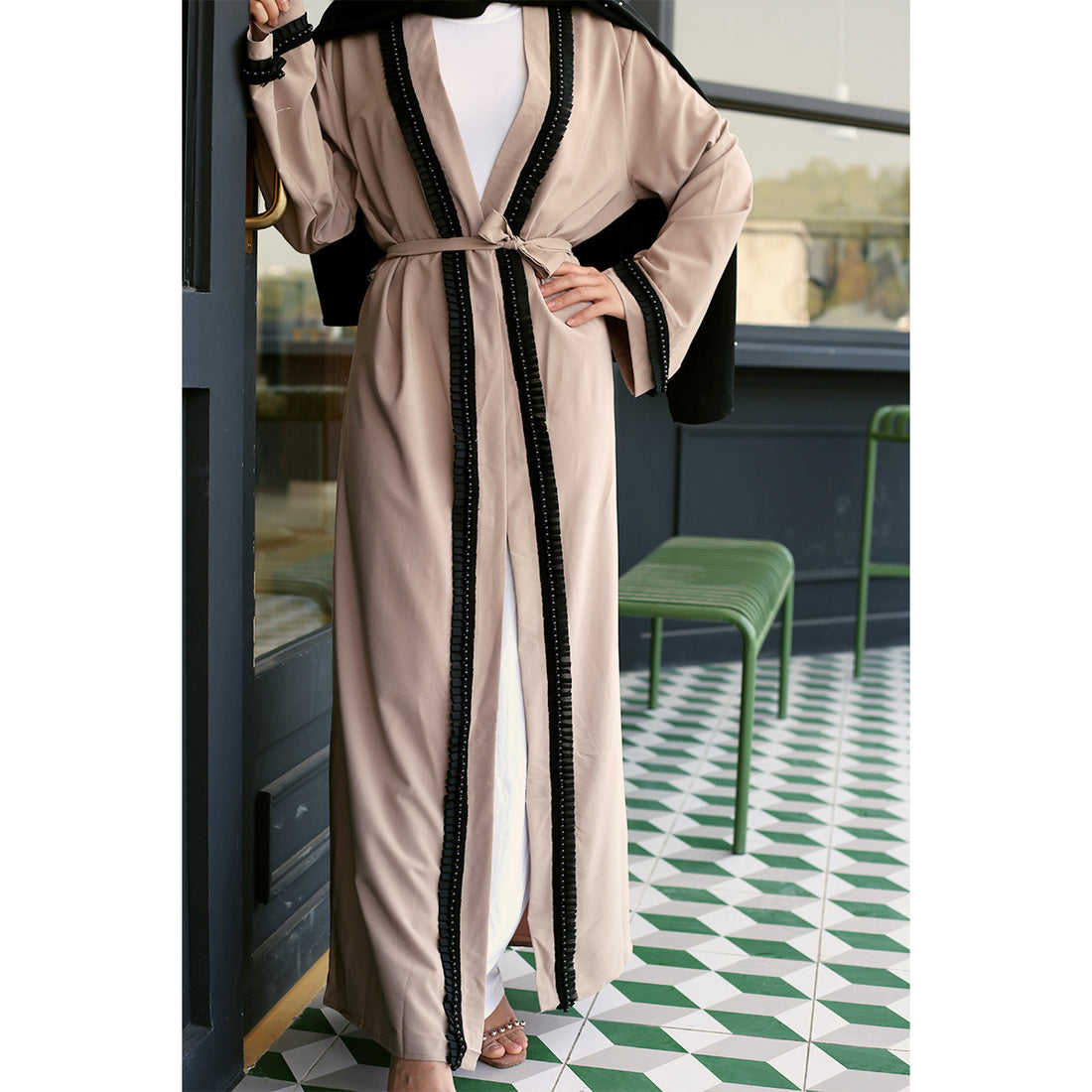 Women's Beaded Cardigan Gown Dress