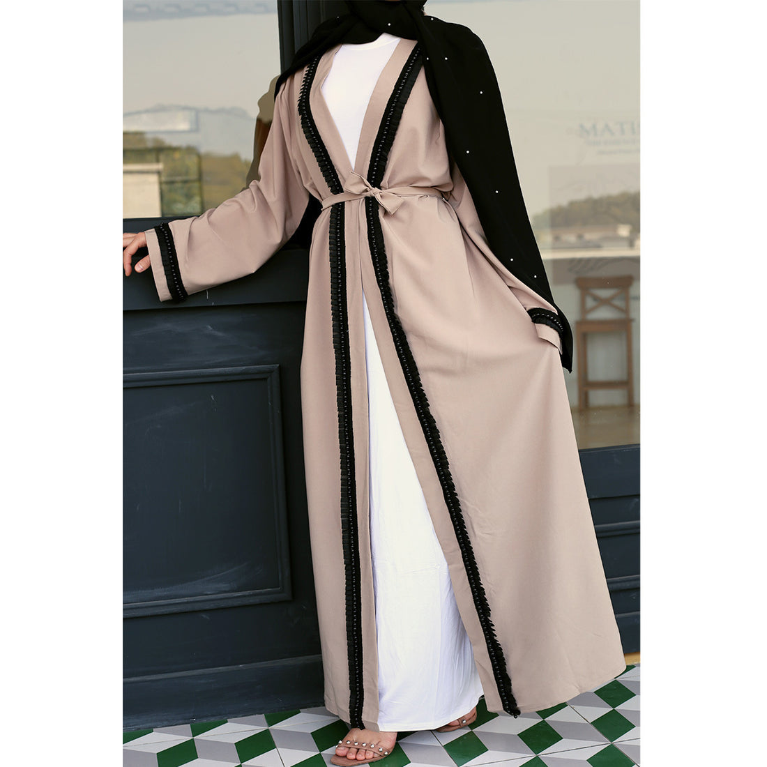 Women's Beaded Cardigan Gown Dress