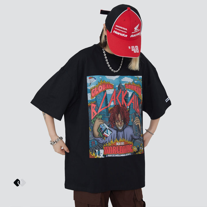 Combed Cotton Round Neck Street T-shirt Unisex Bottoming Shirt